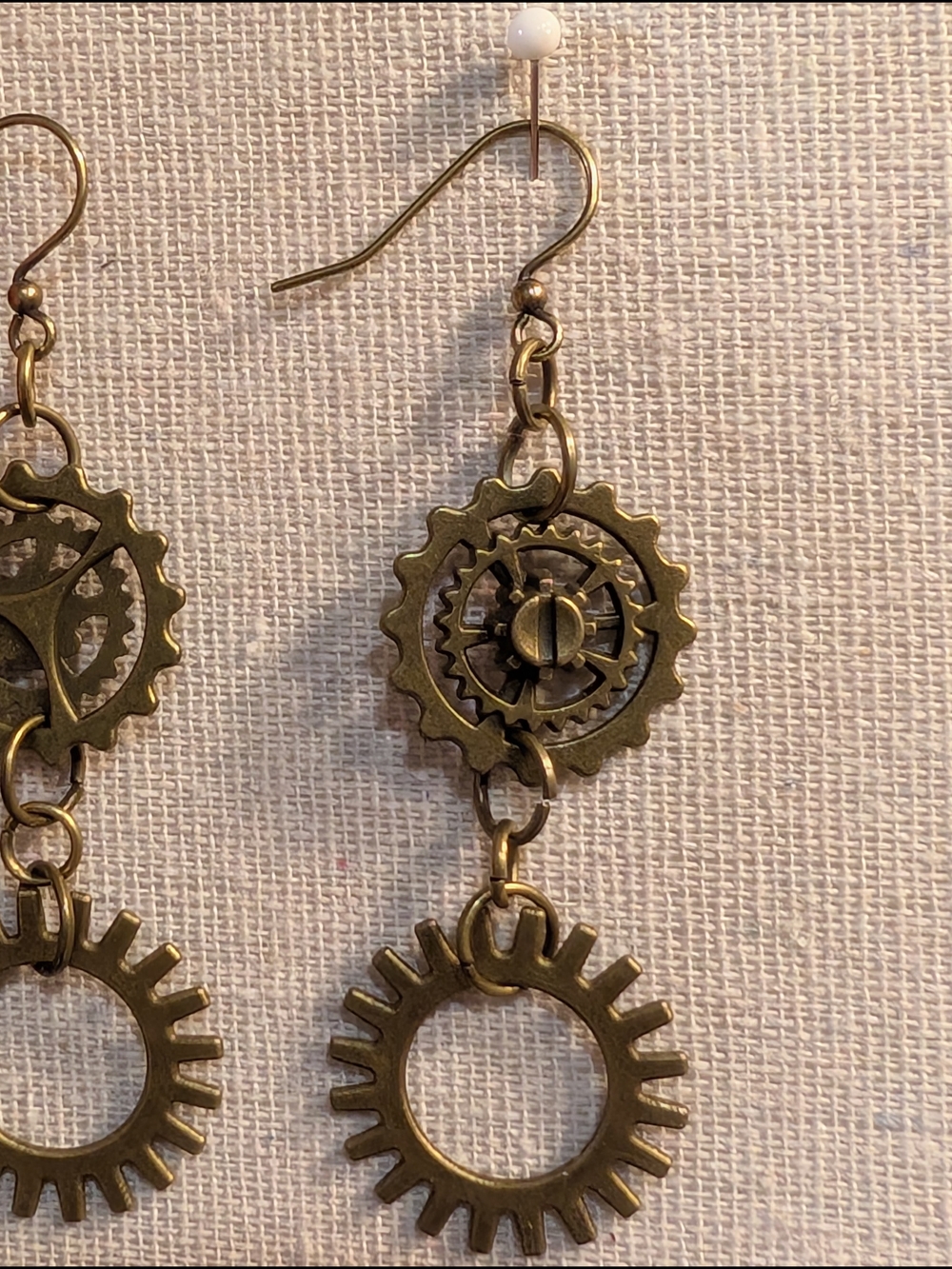 Antique Brass Gear Dangle Earrings - Women Jewelry